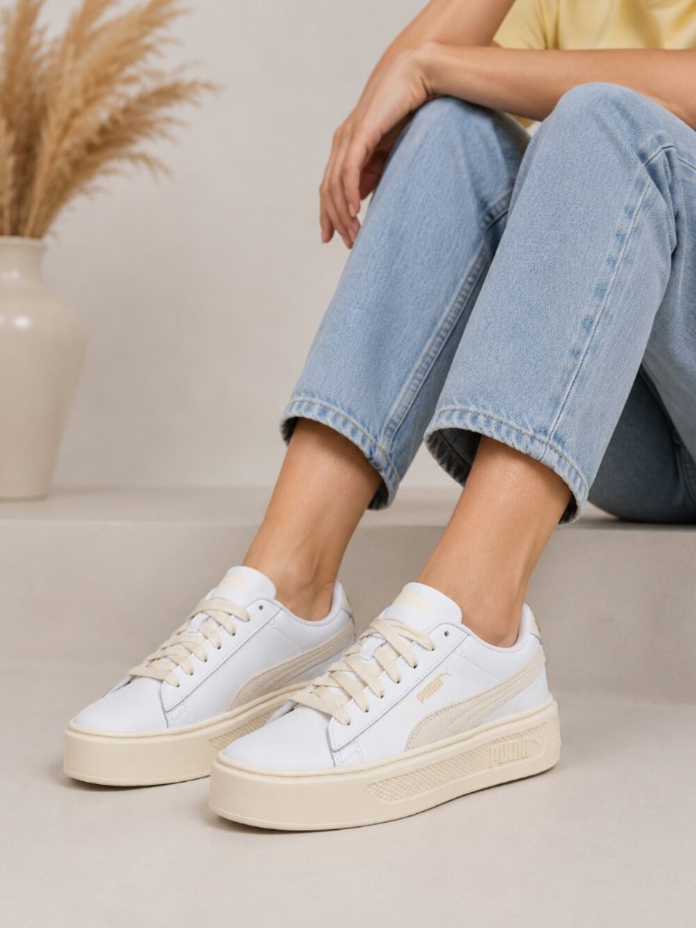 Smash 3.0 Mono Twist Puma Women’s White Leather Sneakers